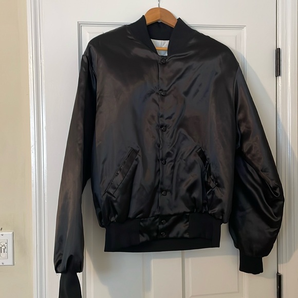 VINTAGE BLACK BOMBER JACKET - ROCK AND ROLL - Picture 2 of 4
